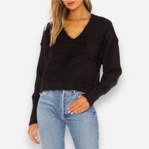 Free People Icing Black V-Neck Women Sweater